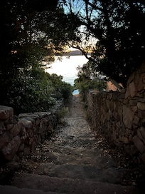 This path is a few steps away from the house.