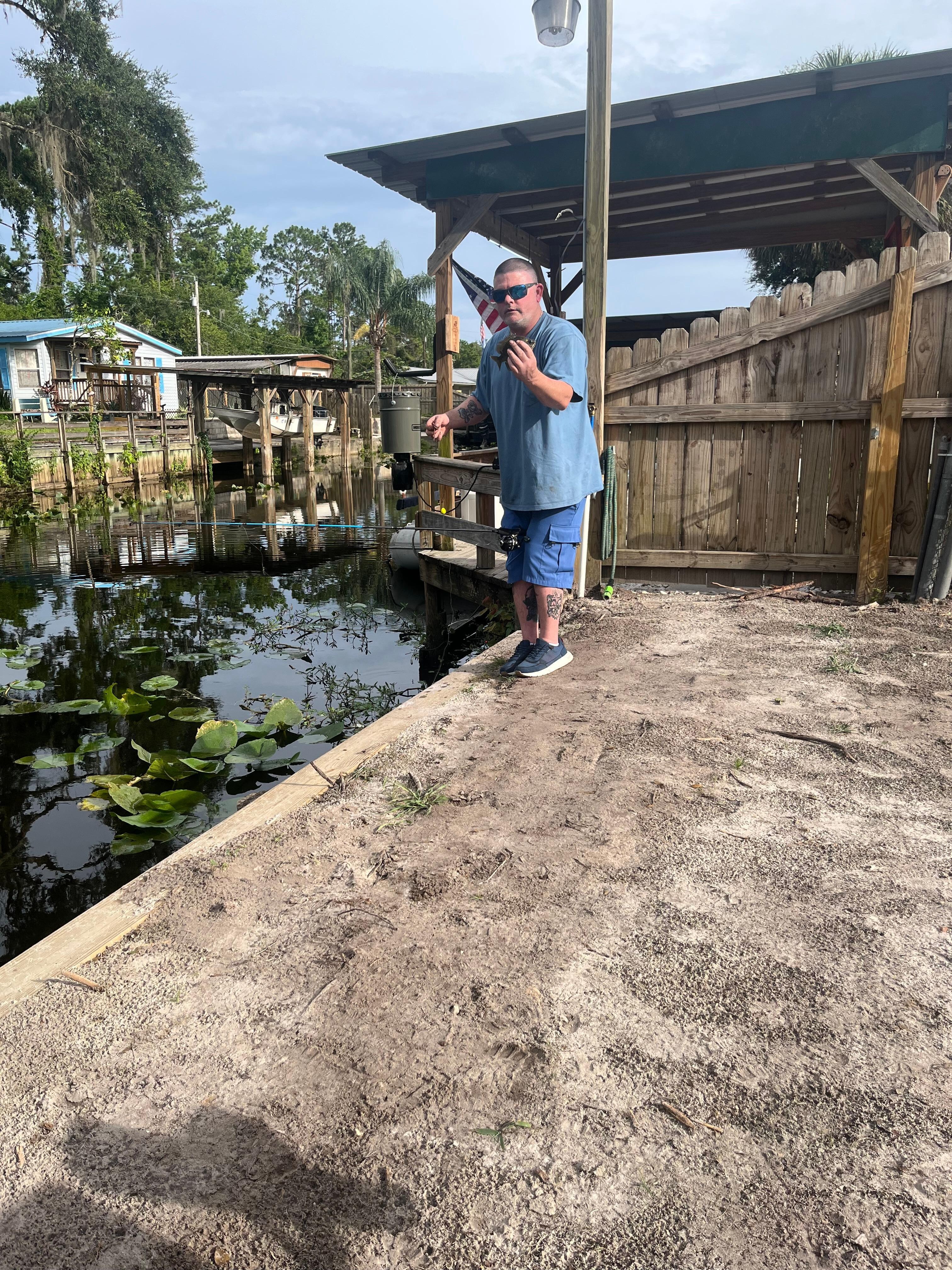 My son enjoyed fishing.