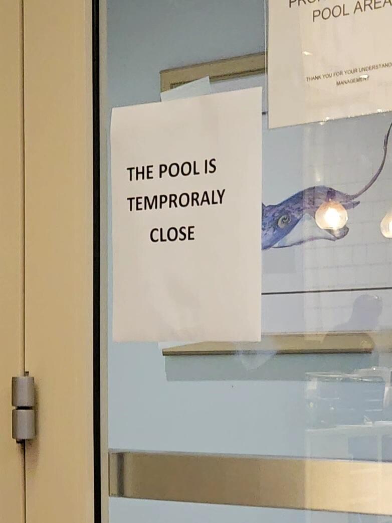 Sign at pool, spelling??