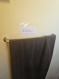 Why have a towel there if you don't want it used?