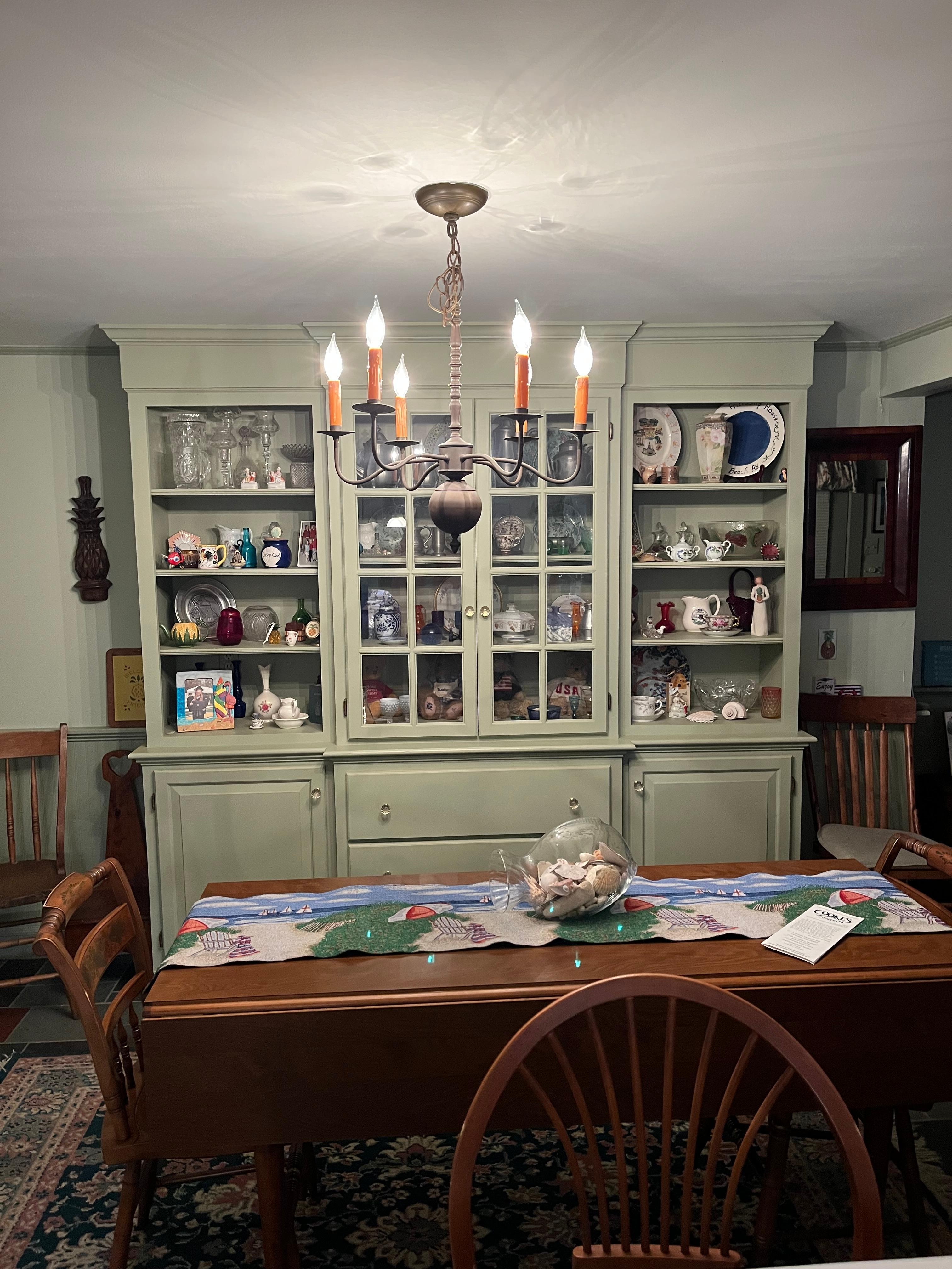 Lovely built in cabinets in dining area