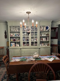 Lovely built in cabinets in dining area