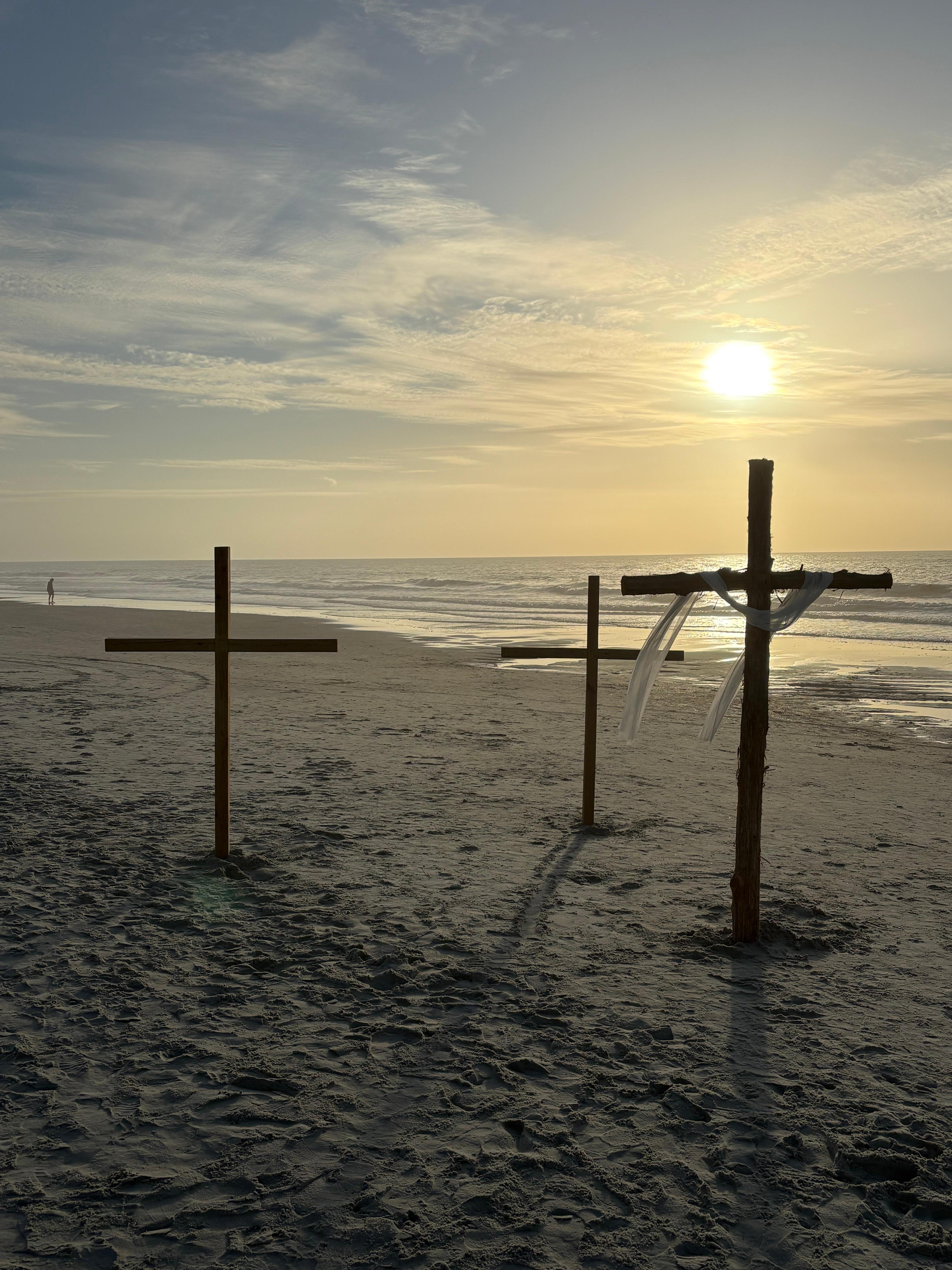Easter sunrise service on beach.