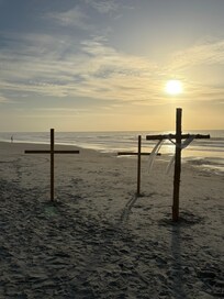 Easter sunrise service on beach.