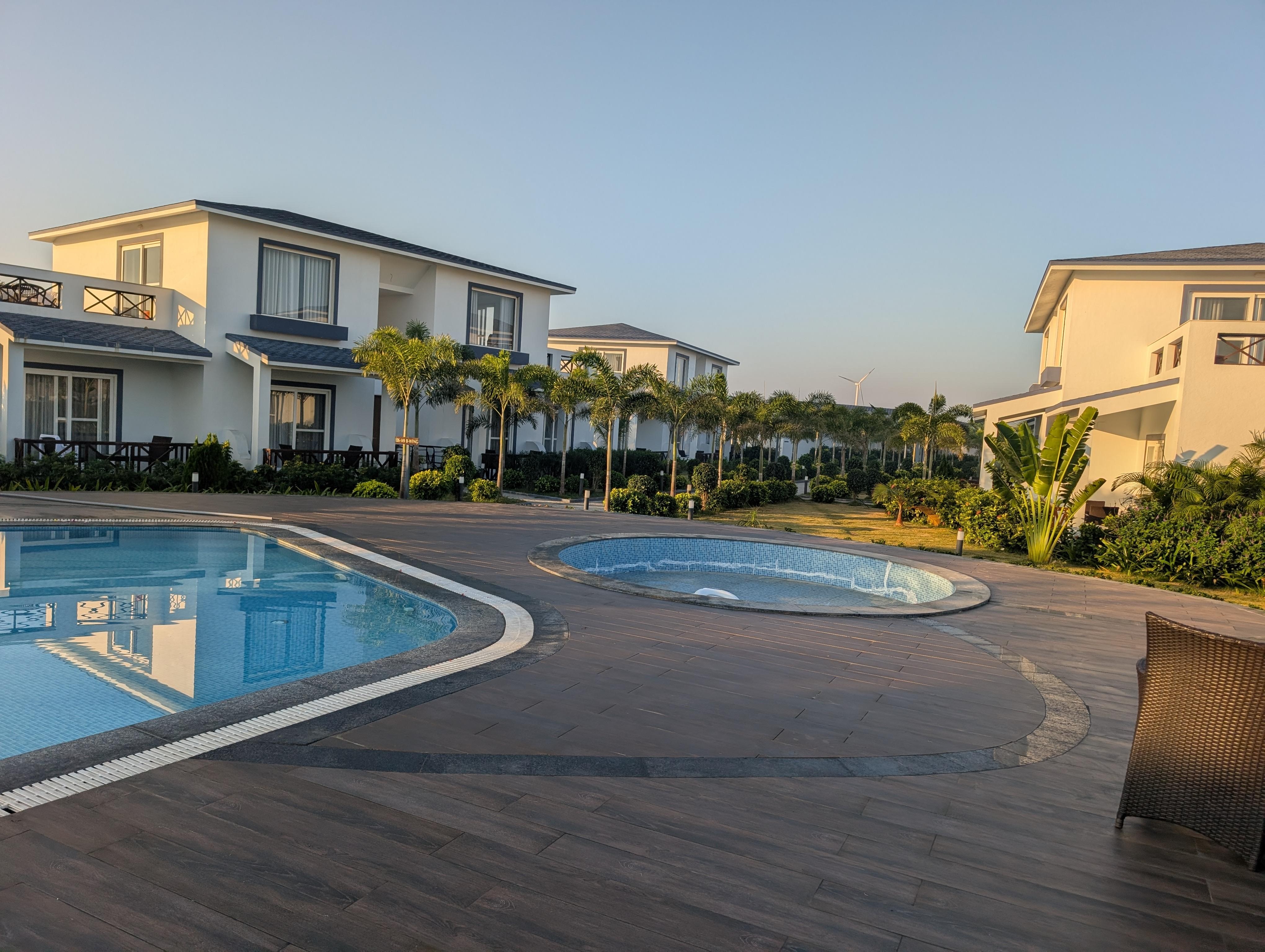 Hot tub next to pool