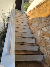 Steps from car park to villa