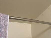 Moldy ceiling and broken shower pole
