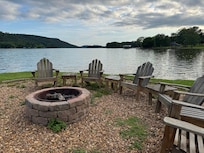 fire pit by the lake