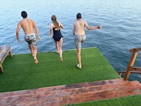 Jumping off the deck.