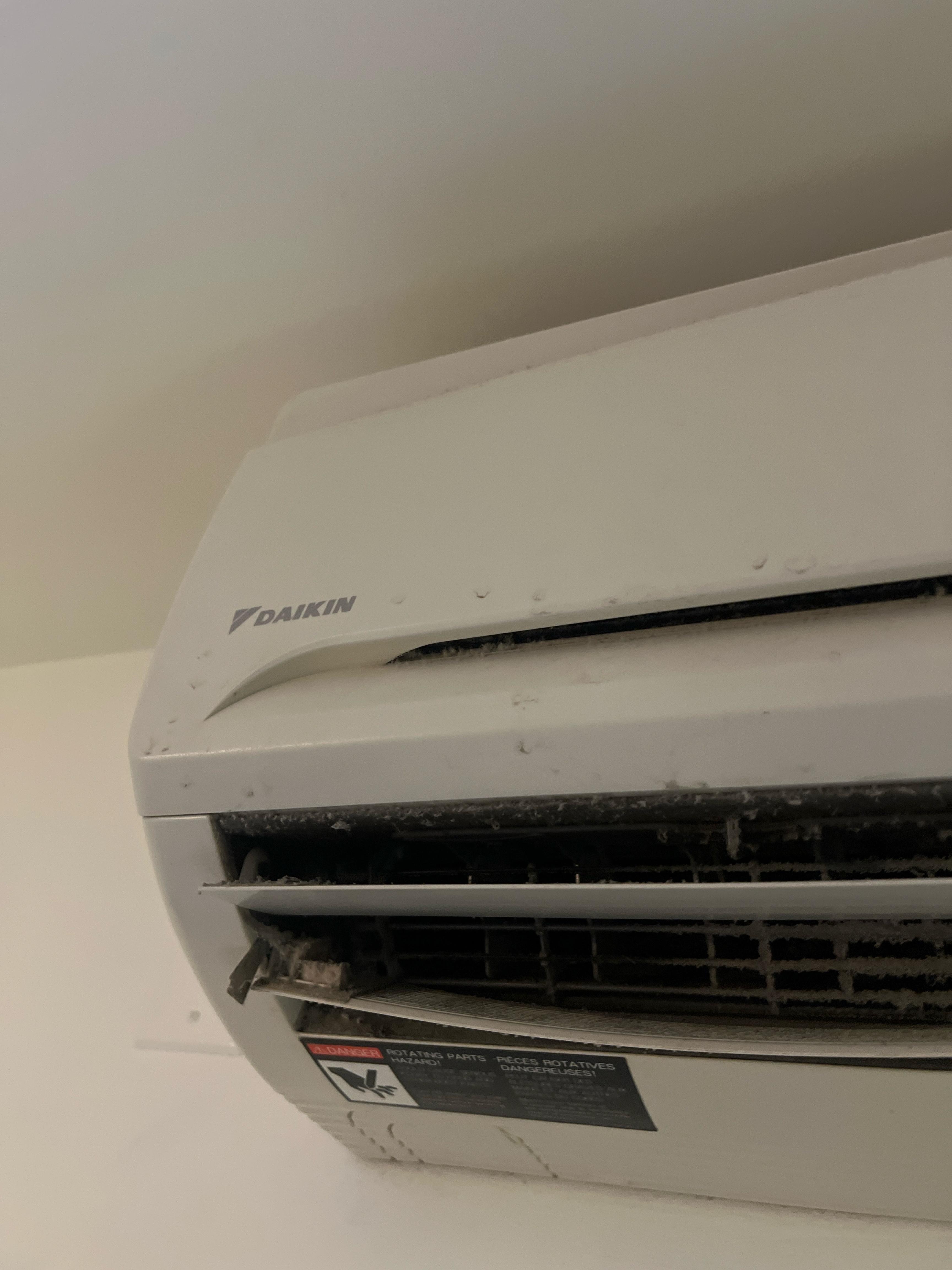A close up of the dusty ac…