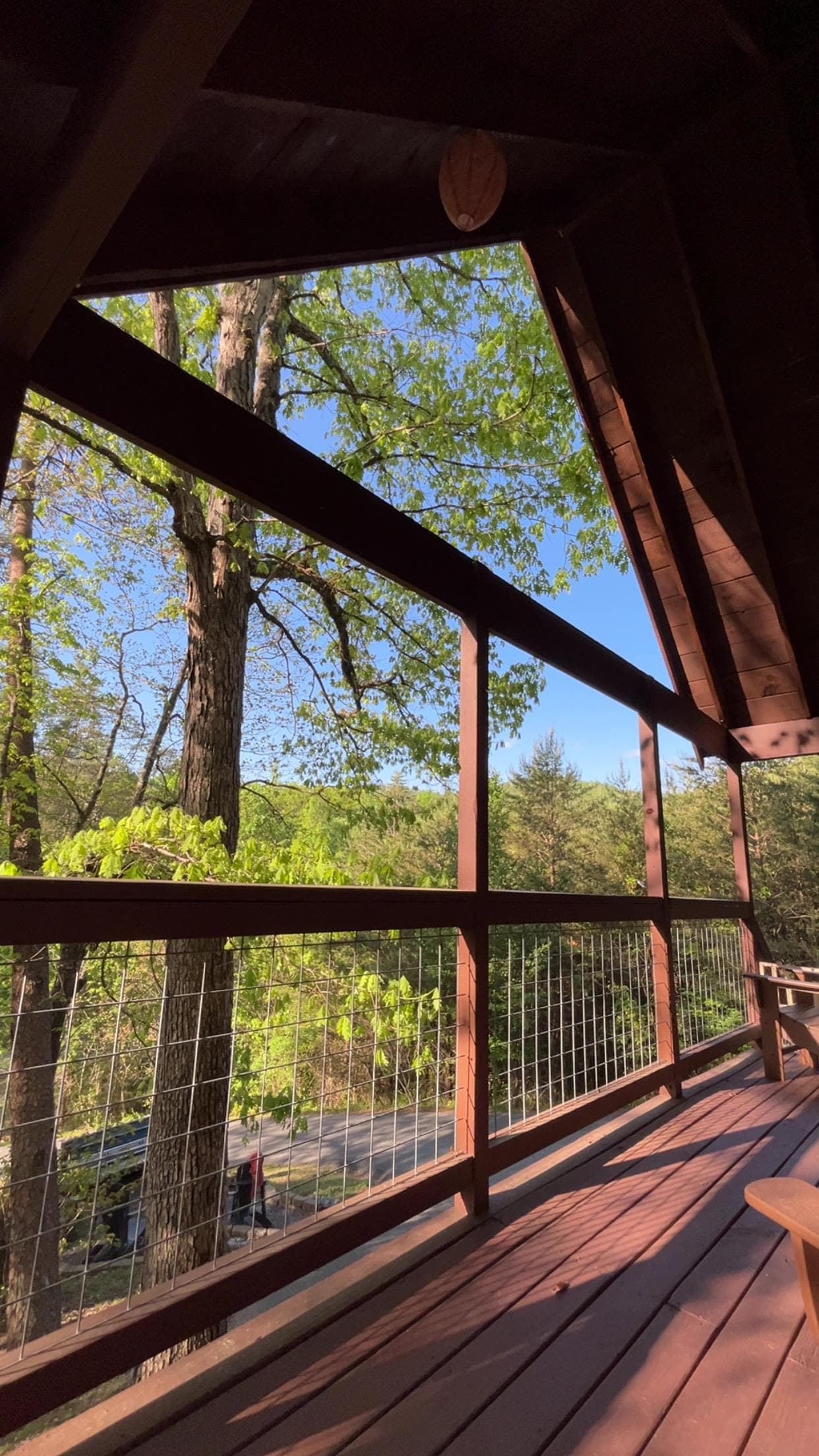 Early morning coffee on the front deck. 