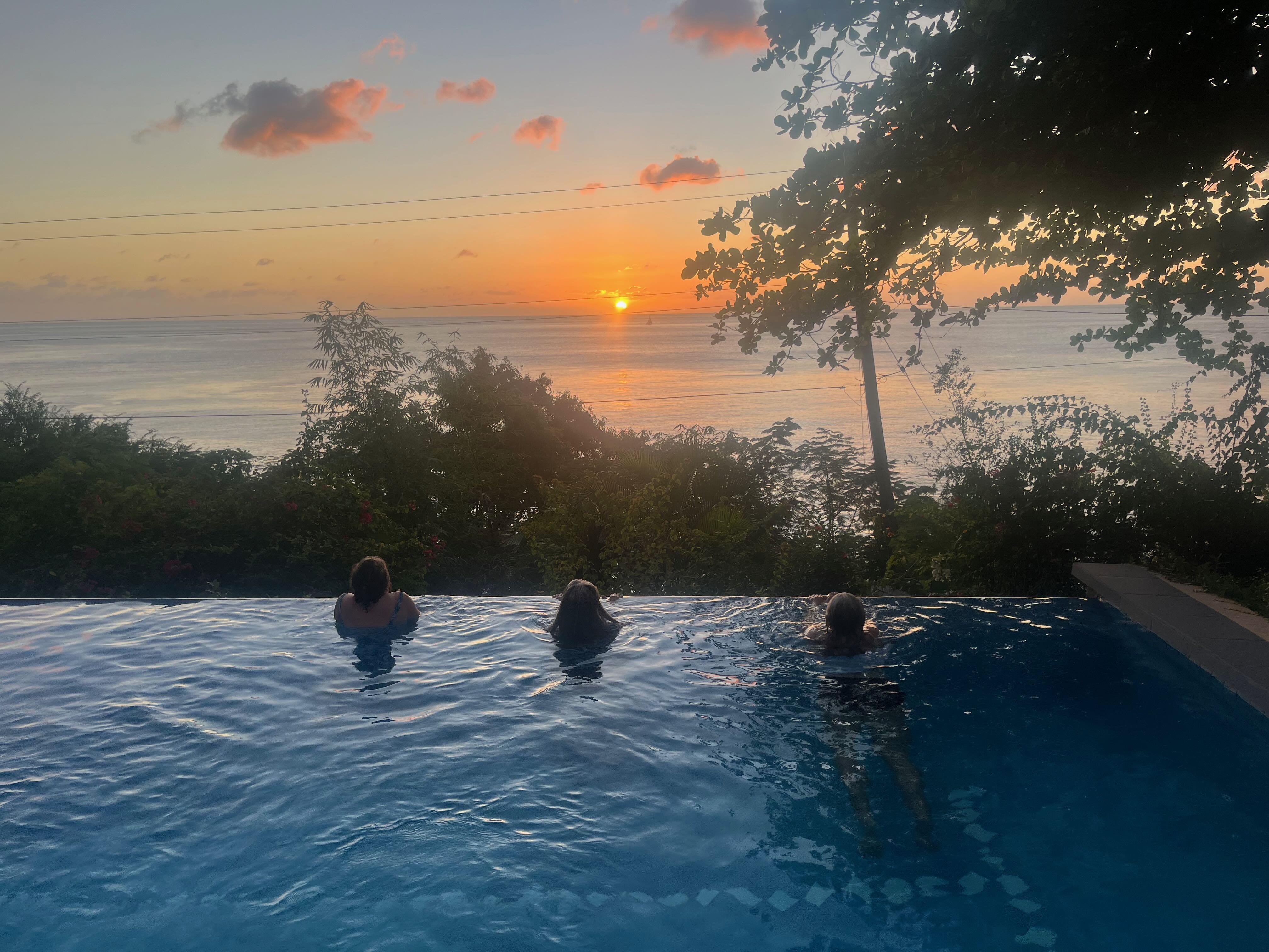 sunset from pool - lots of rainbows too!