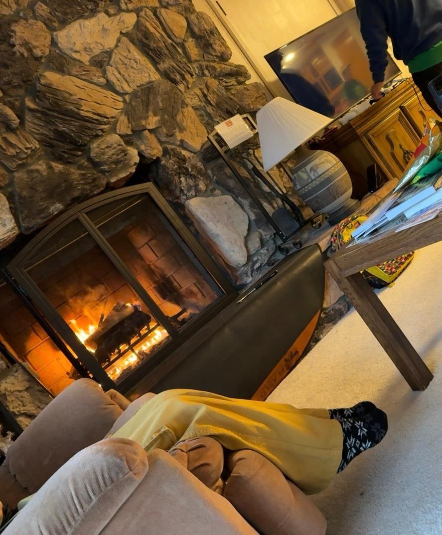 A cozy fireplace that our family enjoyed 