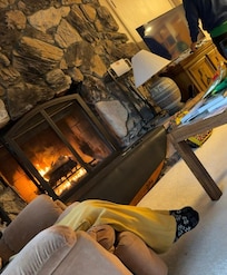 A cozy fireplace that our family enjoyed