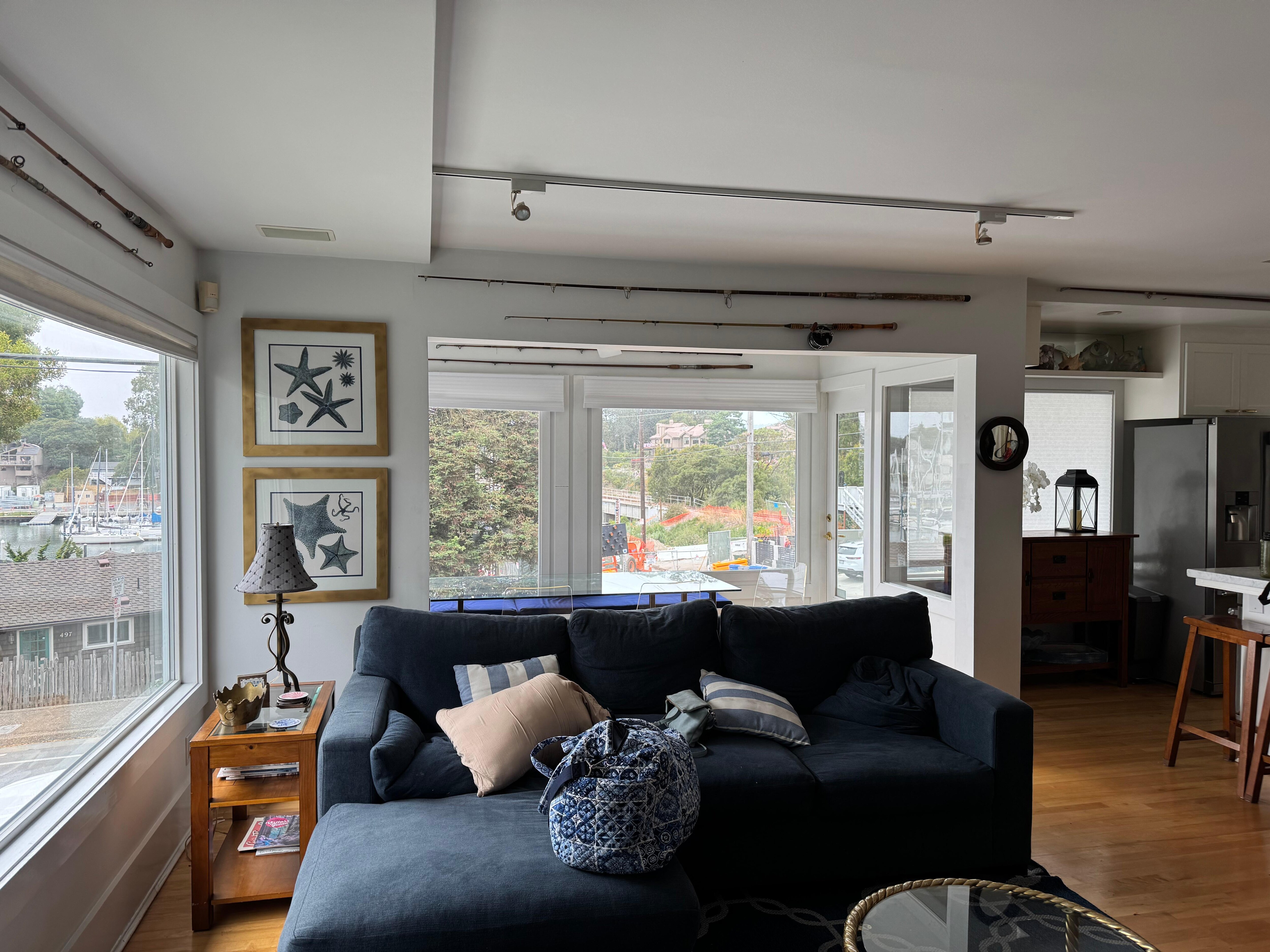 Living room with picture windows