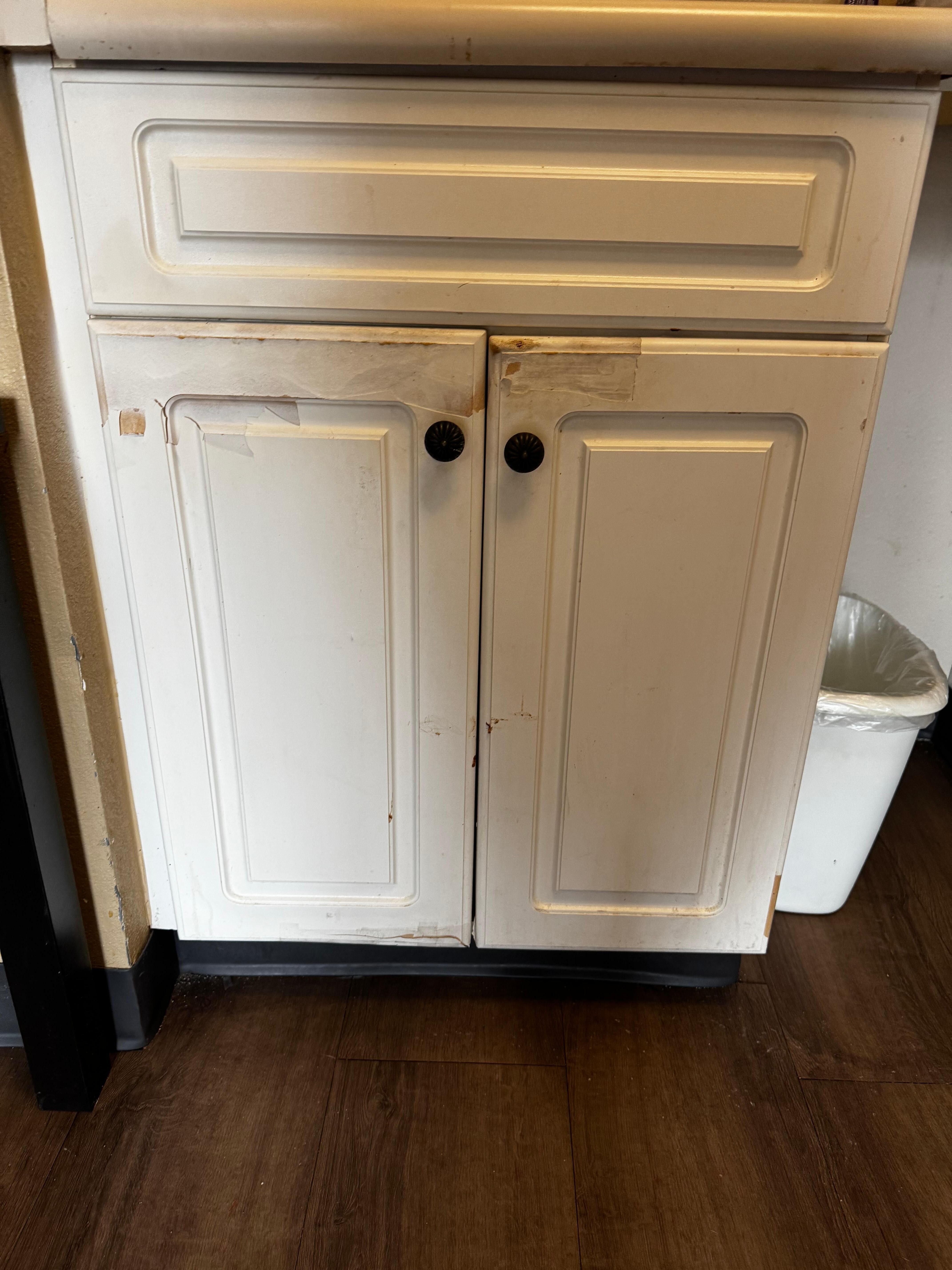 Broken cabinets.