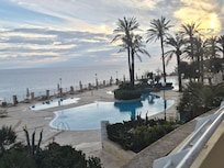 View of outdoor pool from reception