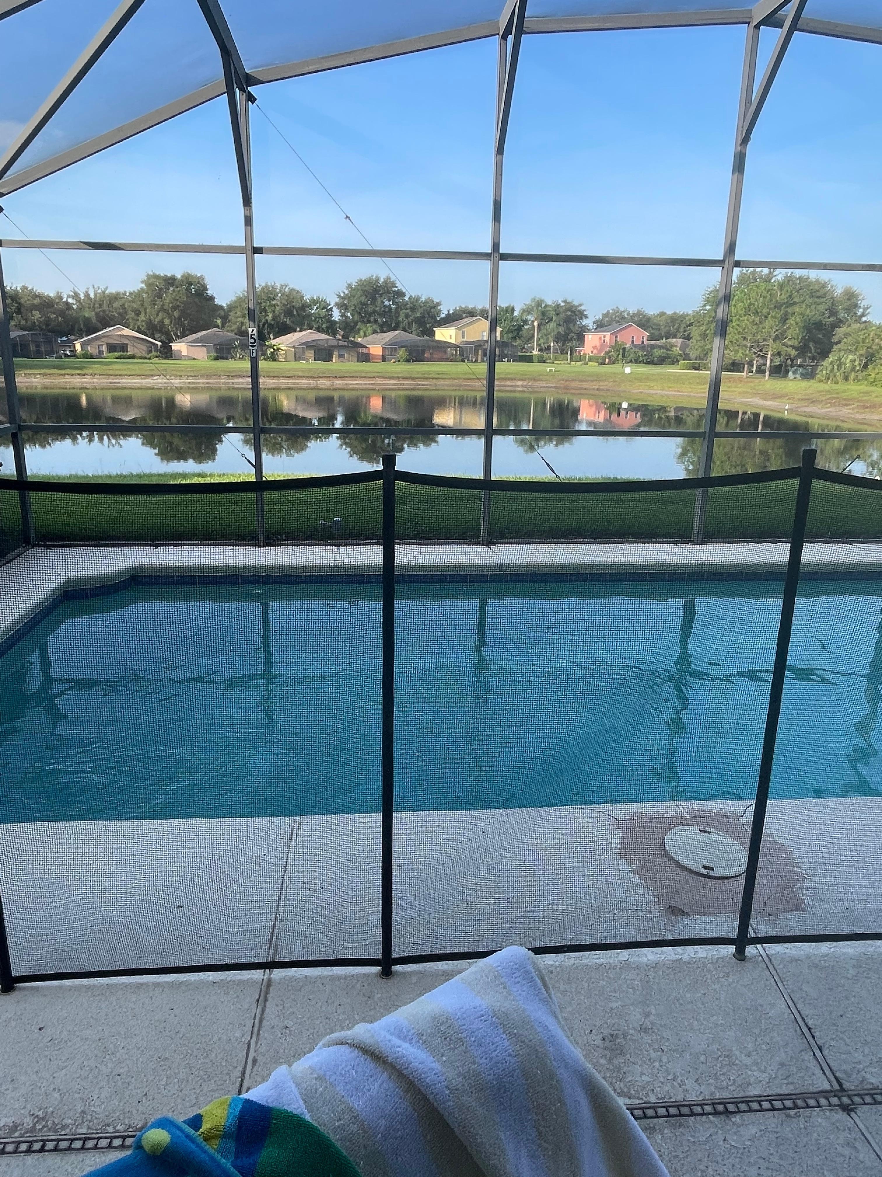 View from the pool to the pond