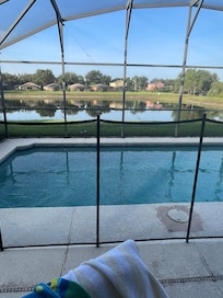 View from the pool to the pond