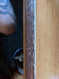 All wood throughout the hotel was warn.