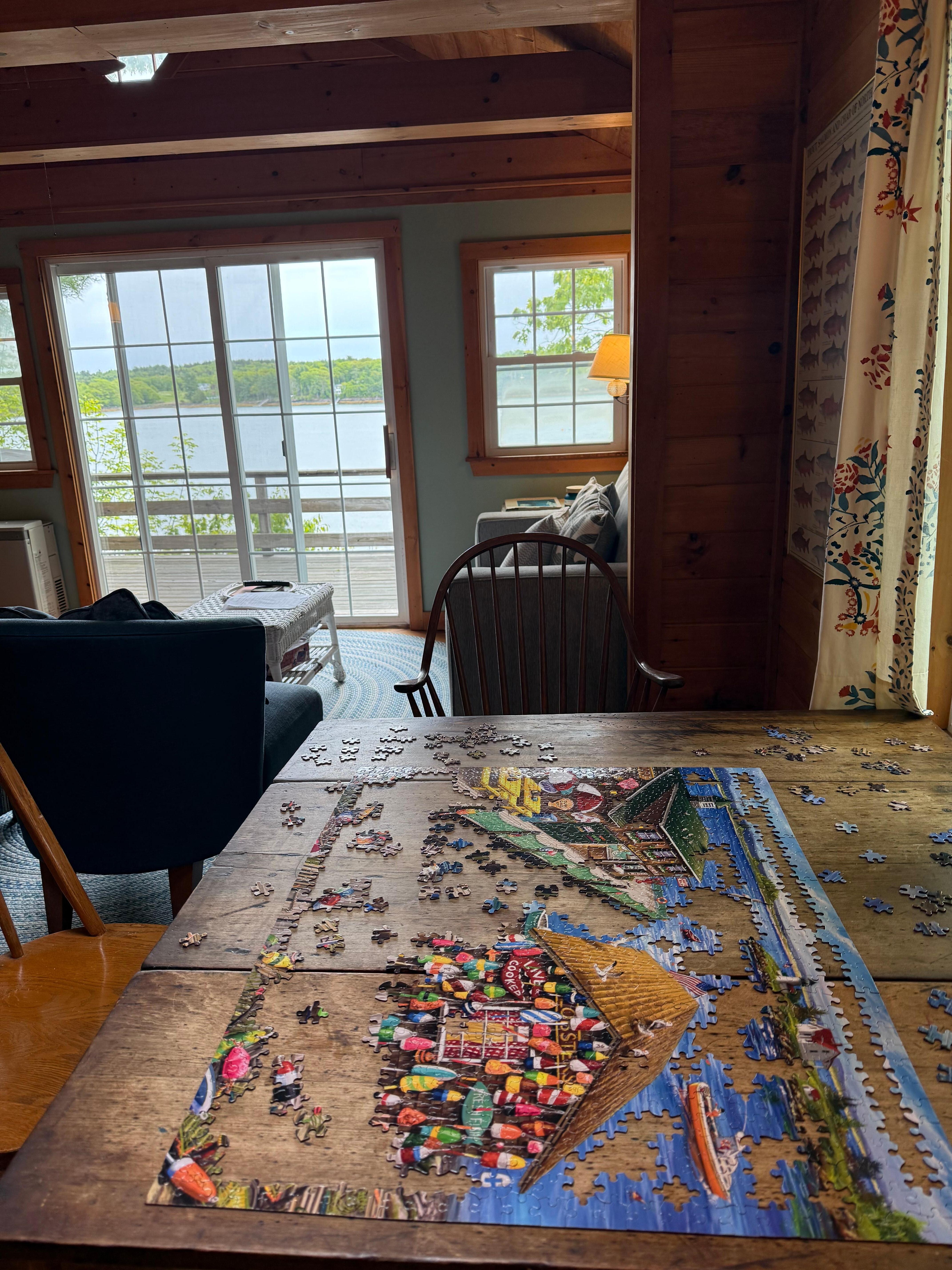 Puzzle with a view on a rainy day. 