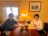 Having Breakfast in the dining room.