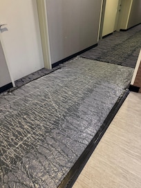 taped down plastic covering carpet