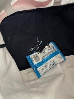 Mouse eating through food in bedroom.