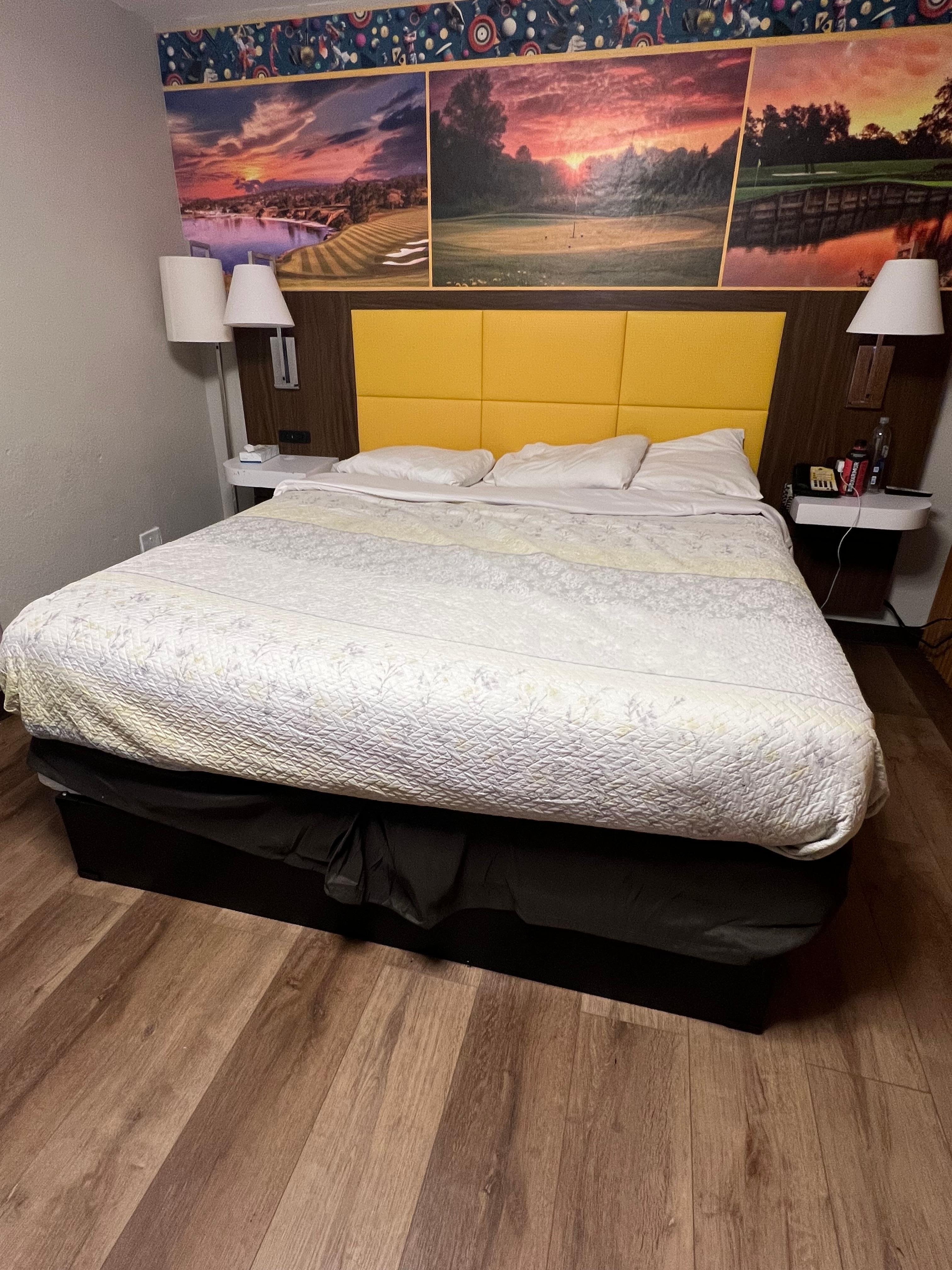 This was a newly made bed after they forgot to even place new sheets 
