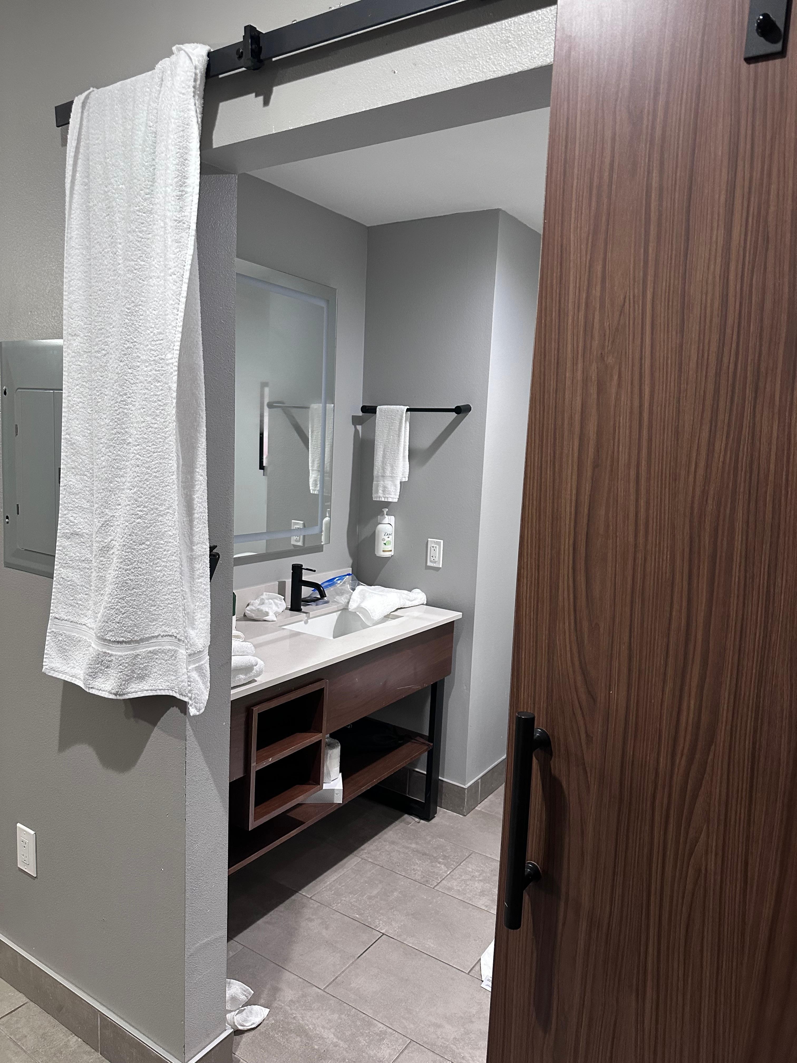 Towel used to cover gap