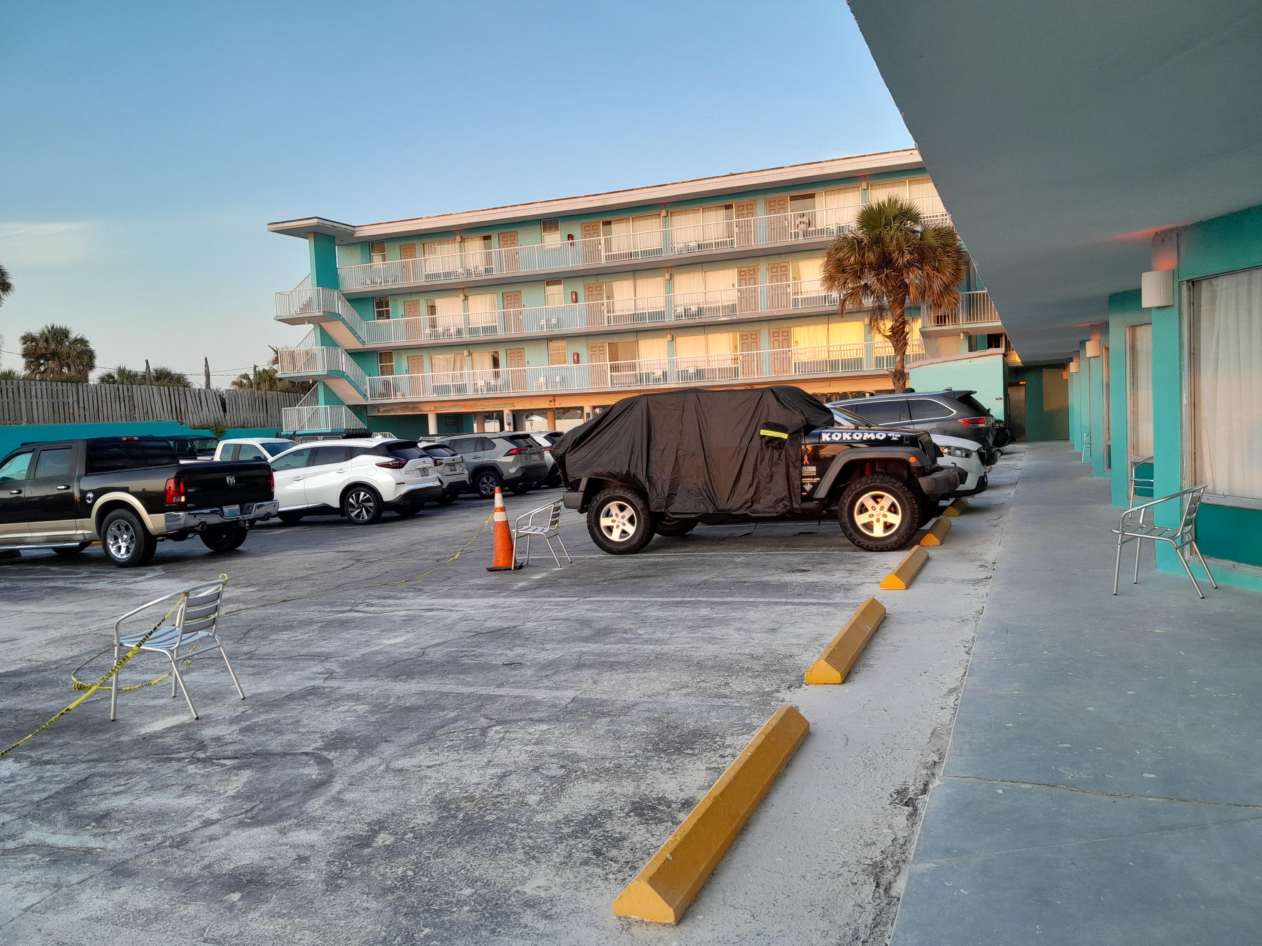 Outside walkway & parking lot
