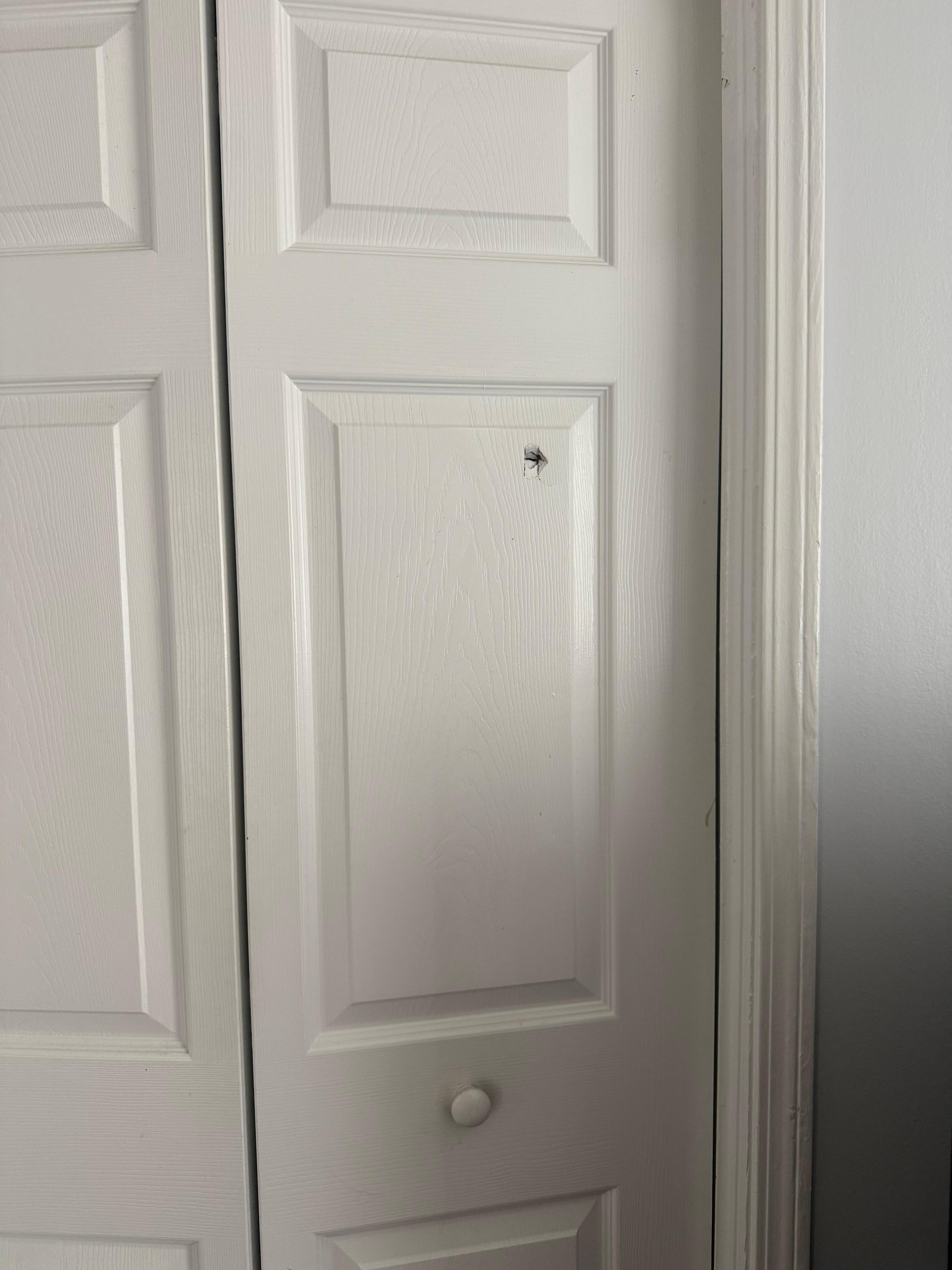 Noticed hole in door when we first arrived 
