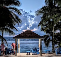 Covered seating on beach