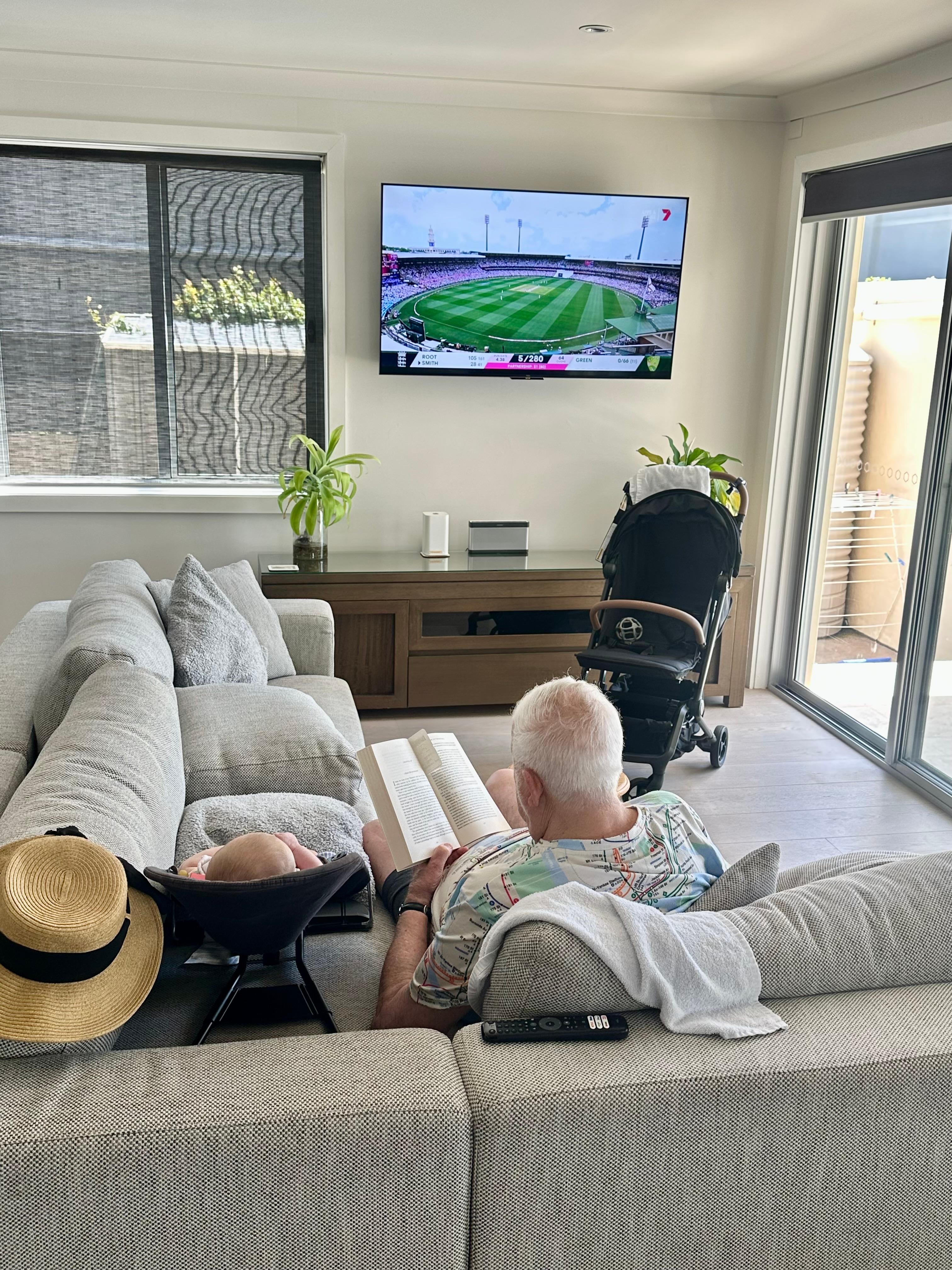 “Minding” the baby during the 5th Test!!