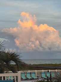 Beautiful evening sky with prism rainbow