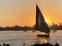 Falucca at sunset from patio.