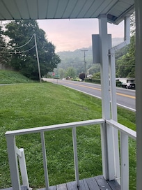 Front porch with a peaceful view