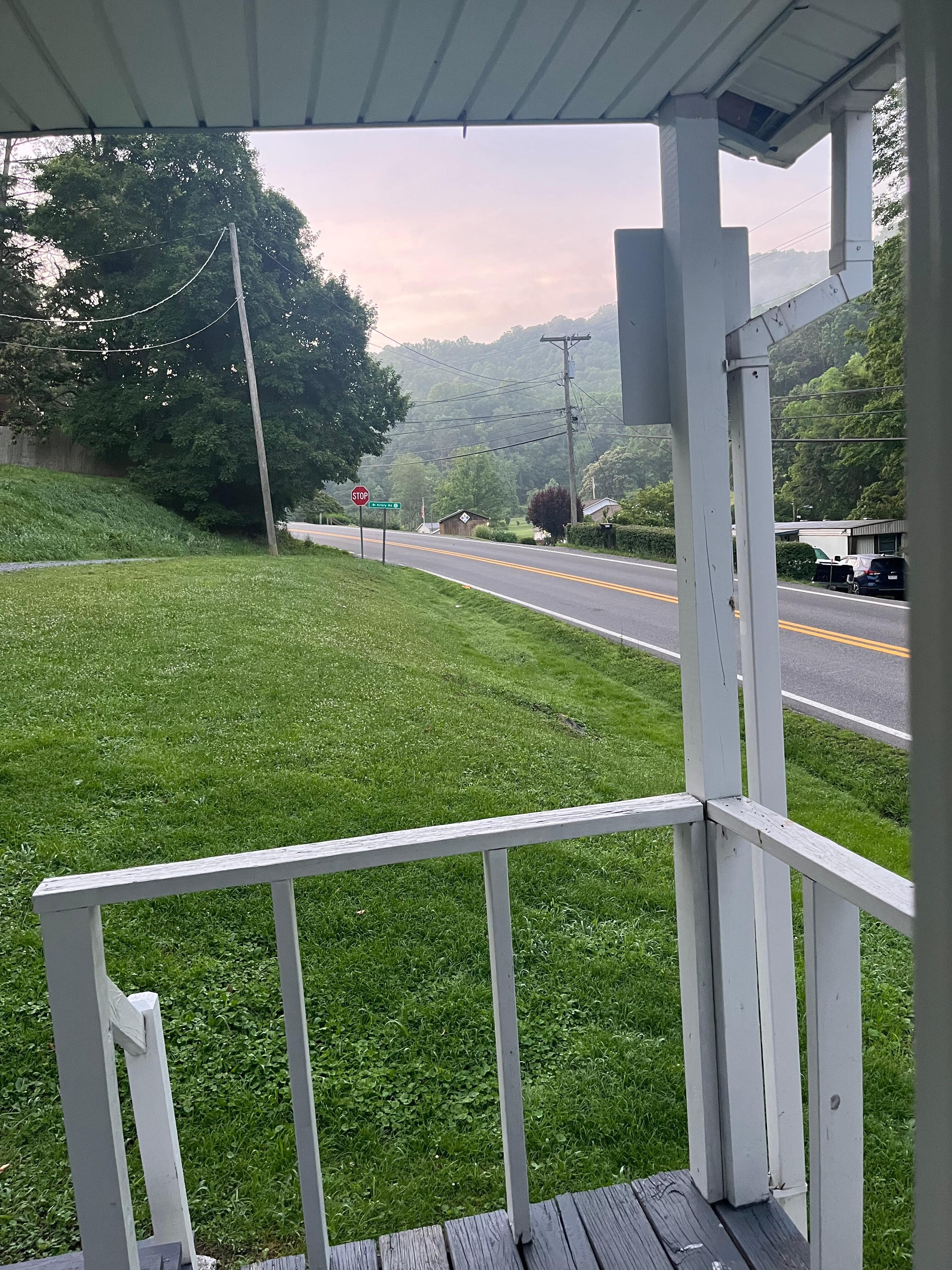 Front porch with a peaceful view