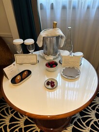 Complimentary champagne...we are celebrating our 45th wedding anniversary.