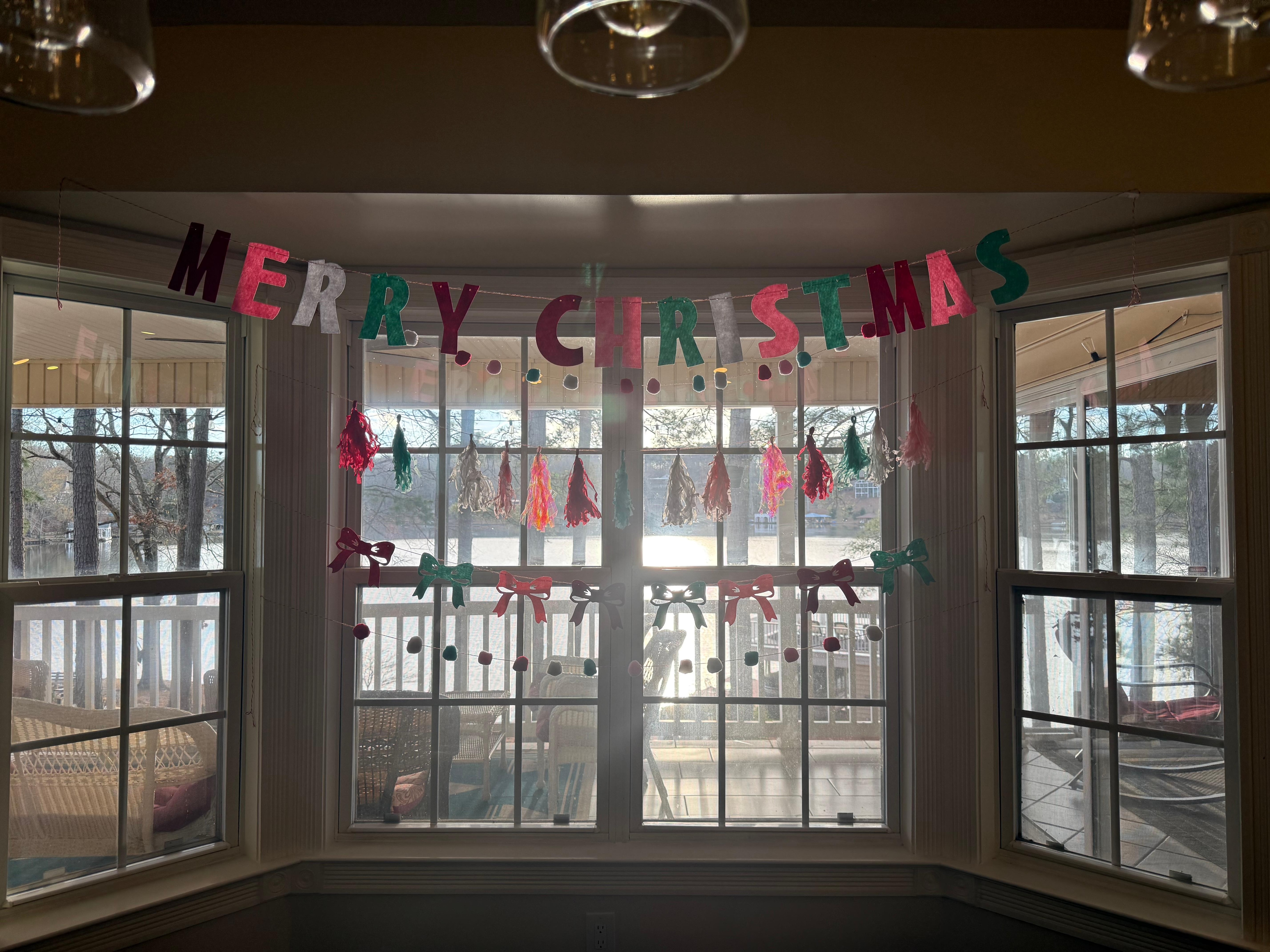 The decorations I added myself for our Christmas theme. But the home has a Christmas tree & other small Christmas touches! 