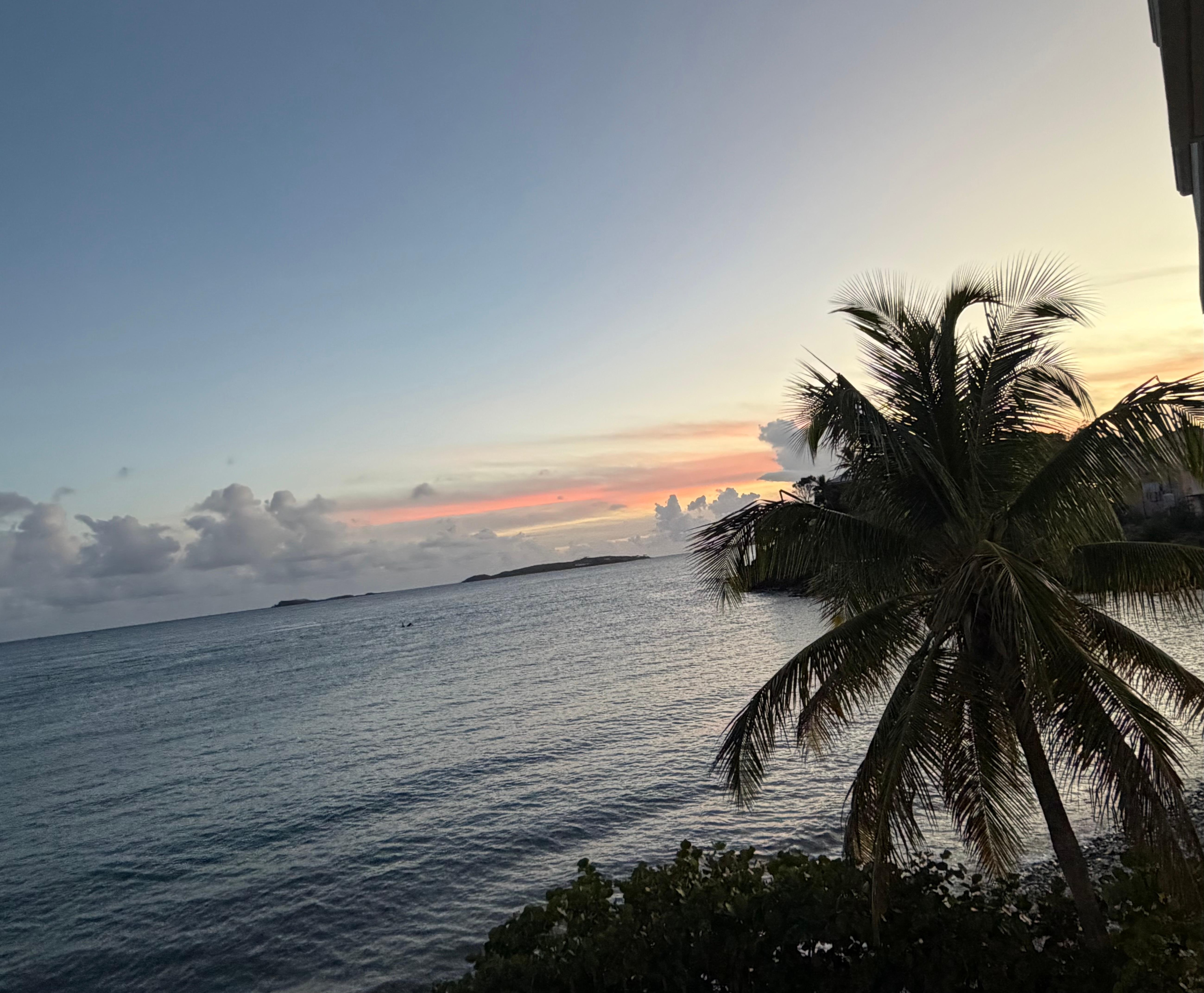 Balcony view at sunset. 