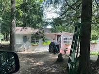 Cabin from the drive - the handy ladder in view