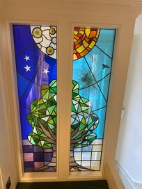 Stained glass in the stairwell