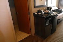 Fridge, microwave, coffee maker