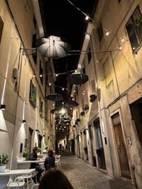 Looking down the street toward the arena.