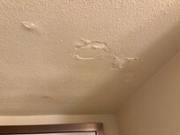 Ceiling on bathroom on top of toilet falling