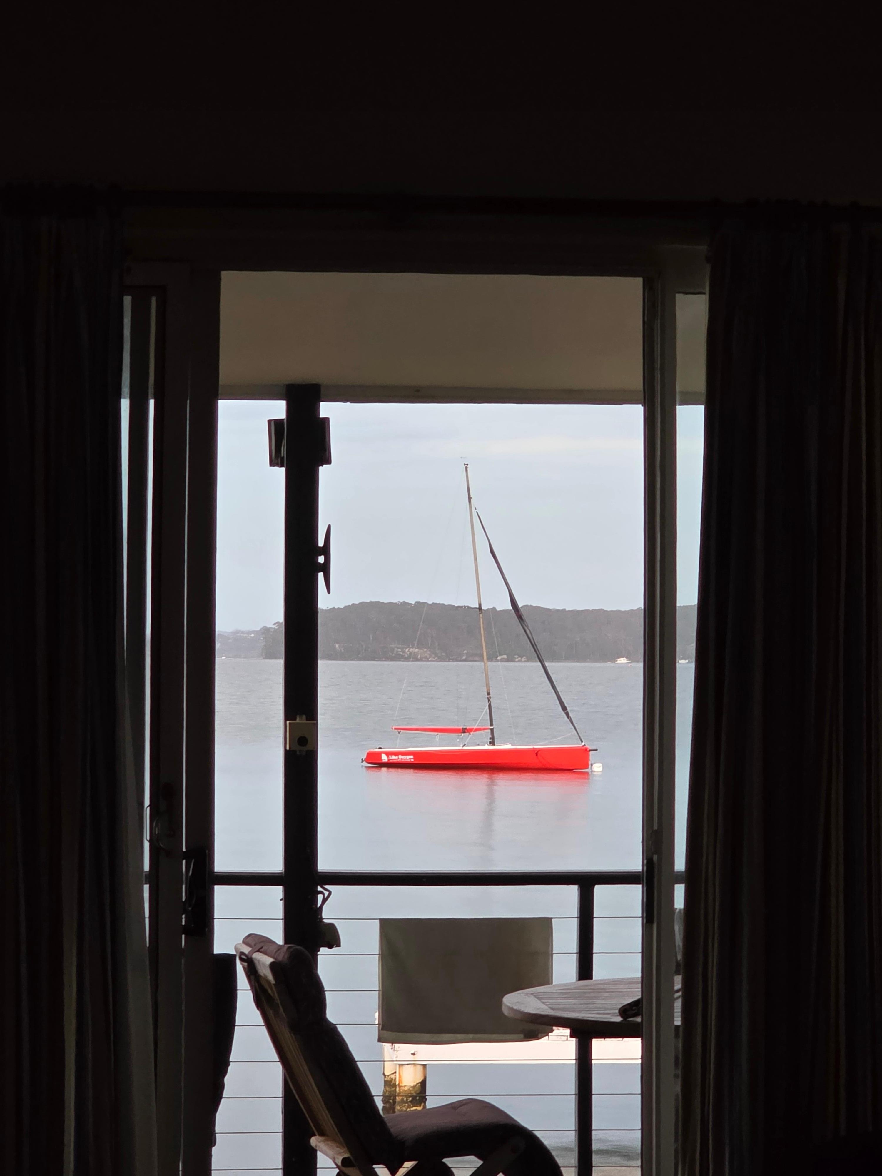 Our boat from the kitchen.