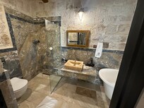 shower area with nearby toilet