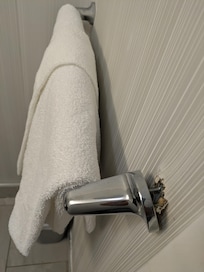 Towel rack seemed like it was going to fall down.
