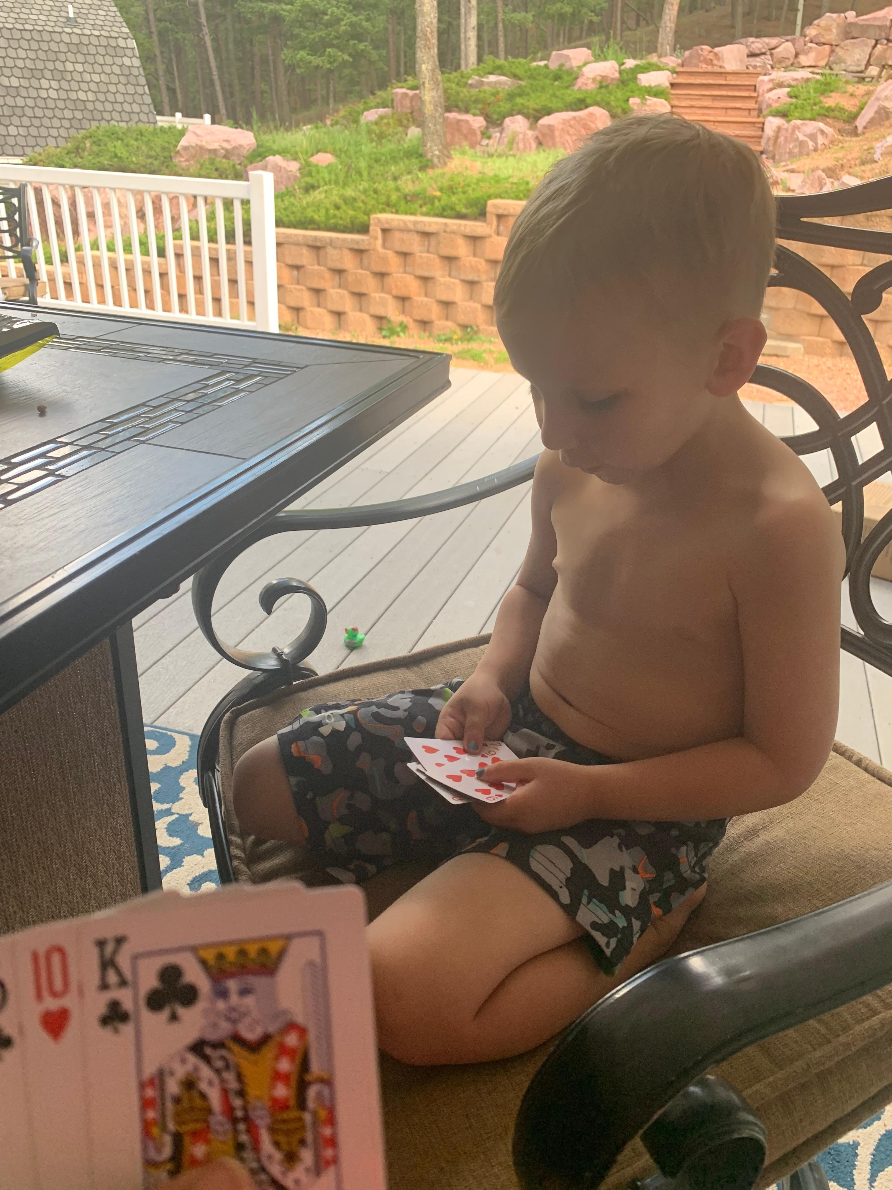 Playing cards with my grandson outside was the best!!!